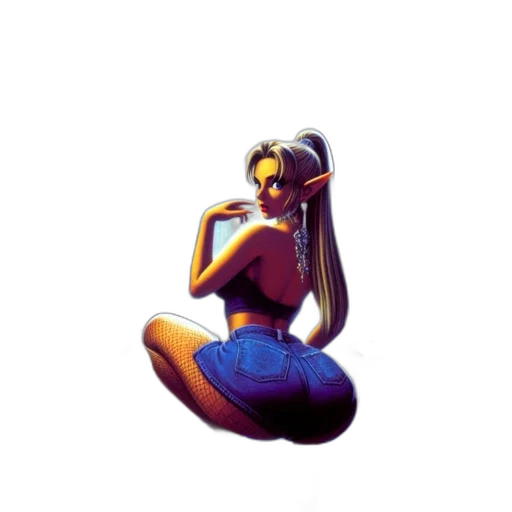 hair, pixel art, concept art, vaporwave transparent PNG cut-out