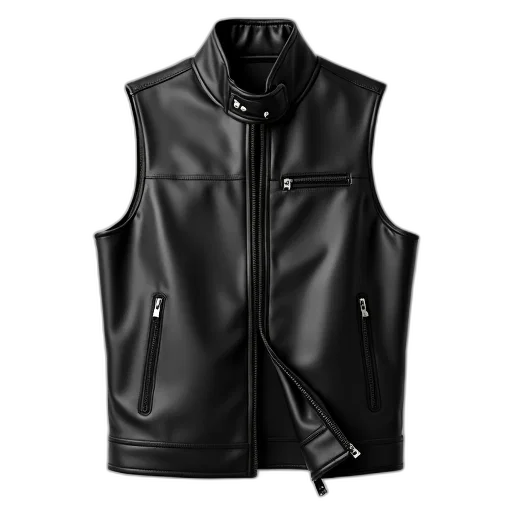 jacket, black, leather, vest transparent PNG cut-out