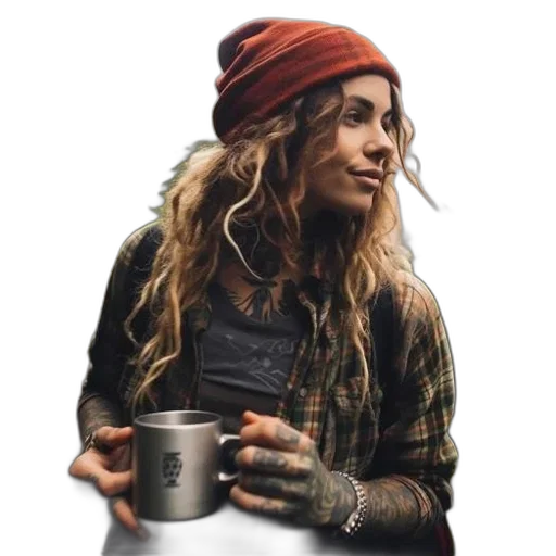 hat, jacket, jewelry, face transparent PNG cut-out