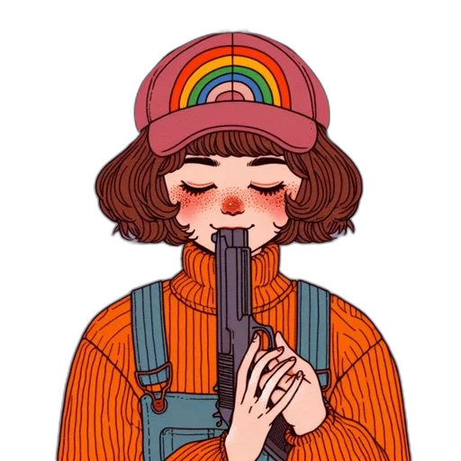 weapon, hat, staff, jacket transparent PNG cut-out