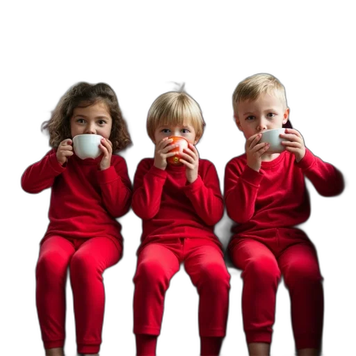 mask, red, three, kids transparent PNG cut-out