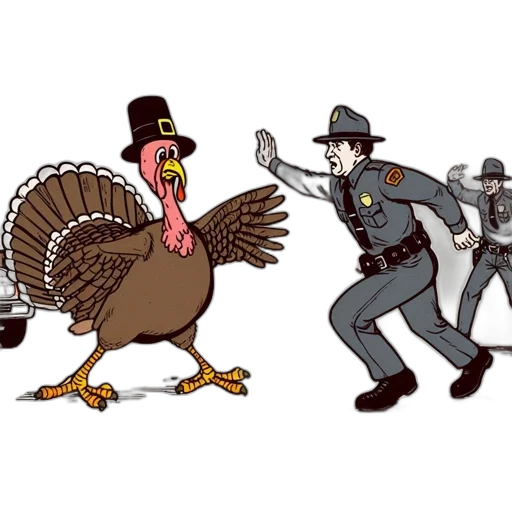 lighthearted, scene, costumed, turkey transparent PNG cut-out