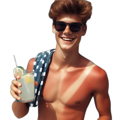jacket, hair, face, vaporwave transparent PNG cut-out
