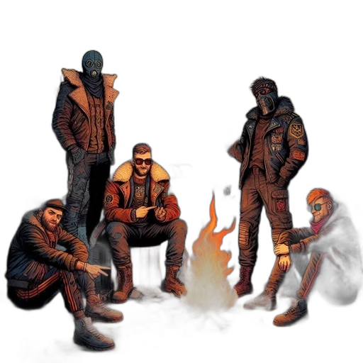 jacket, staff, concept art, comic book art transparent PNG cut-out