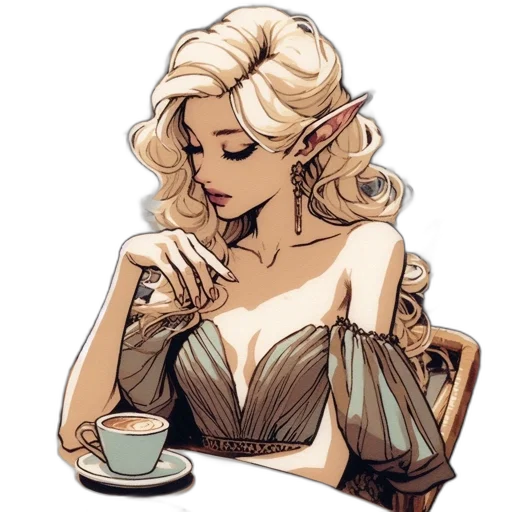 dress, jewelry, comic book art, cartoon transparent PNG cut-out
