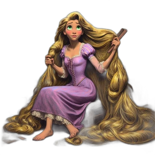 hair, dress, crown, staff transparent PNG cut-out