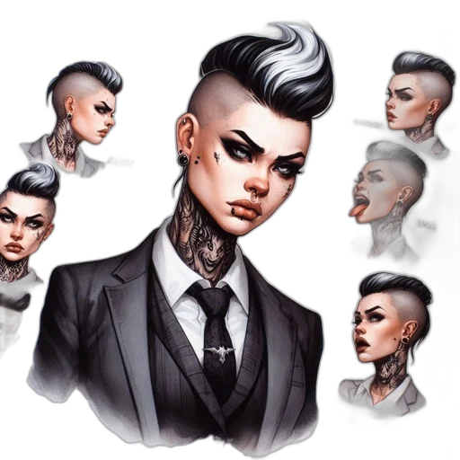 face, concept art, comic book art, cartoon transparent PNG cut-out