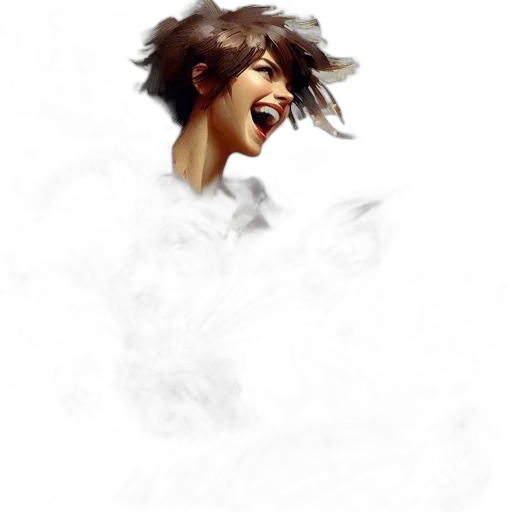 face, hair, dragon, photorealistic transparent PNG cut-out