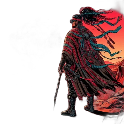 sword, jacket, concept art, comic book art transparent PNG cut-out