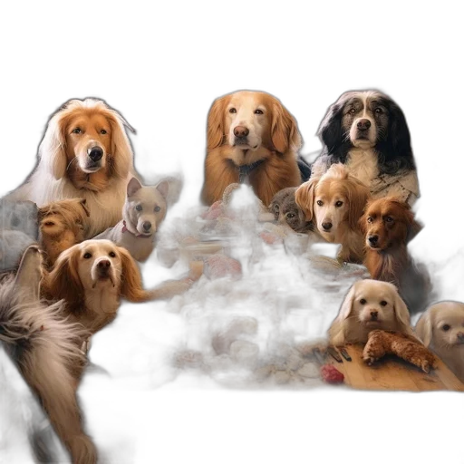 staff, animal, photorealistic, oil painting transparent PNG cut-out