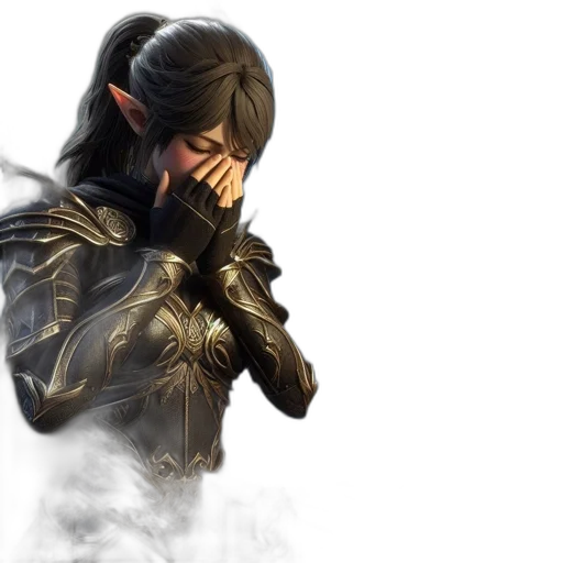 concept art, fantasy art, elf-like, character transparent PNG cut-out