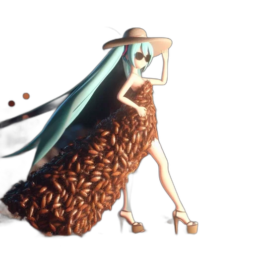 dress, hair, creature, hat transparent PNG cut-out