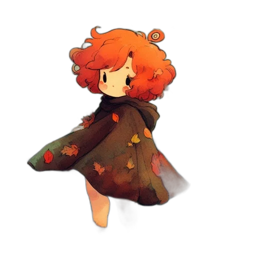 dress, jacket, creature, staff transparent PNG cut-out