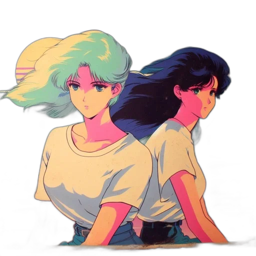 hair, jacket, vaporwave, anime transparent PNG cut-out