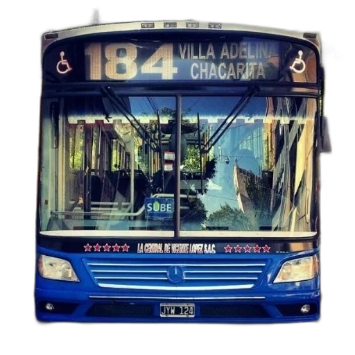 photorealistic, 3d render, blue, bus transparent PNG cut-out
