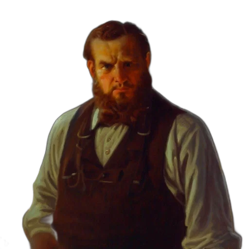 staff, face, jacket, oil painting transparent PNG cut-out
