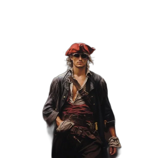 jacket, hat, staff, weapon transparent PNG cut-out