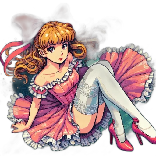 dress, shoes, pixel art, watercolor transparent PNG cut-out