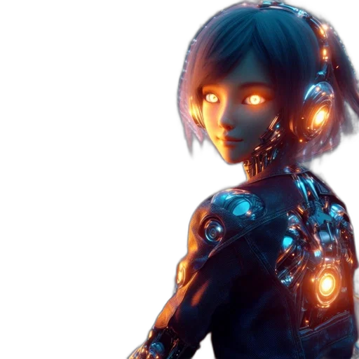 robot, cyberpunk, concept art, 3d render transparent PNG cut-out