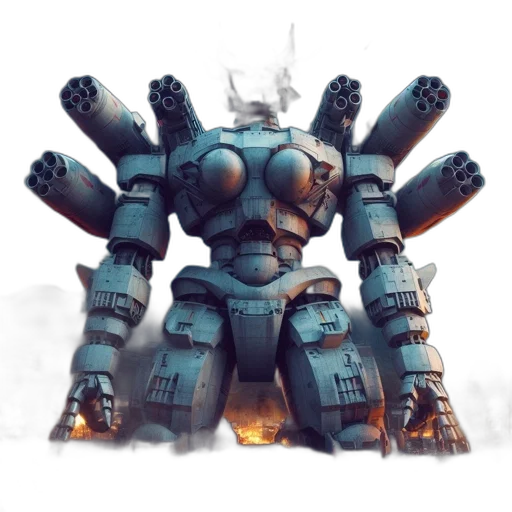 robot, weapon, concept art, 3d render transparent PNG cut-out
