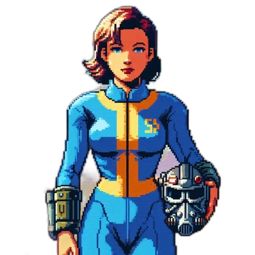 robot, jacket, pixel art, comic book art transparent PNG cut-out