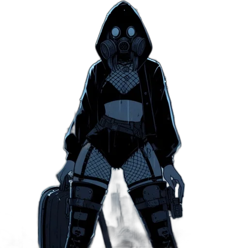 jacket, robot, mask, weapon transparent PNG cut-out