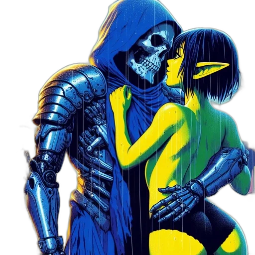 comic book art, cyberpunk, concept art, pixel art transparent PNG cut-out