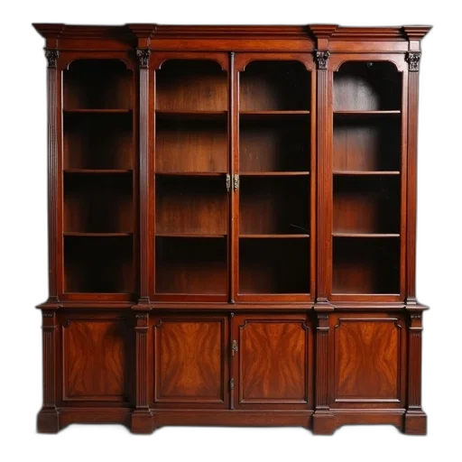 furniture, georgian, mahogany, bookcase transparent PNG cut-out