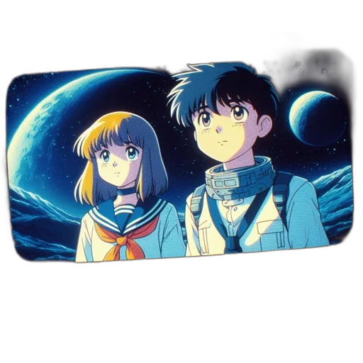 anime, vaporwave, concept art, outer space transparent PNG cut-out