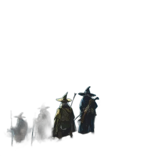 staff, hat, mask, sword transparent PNG cut-out