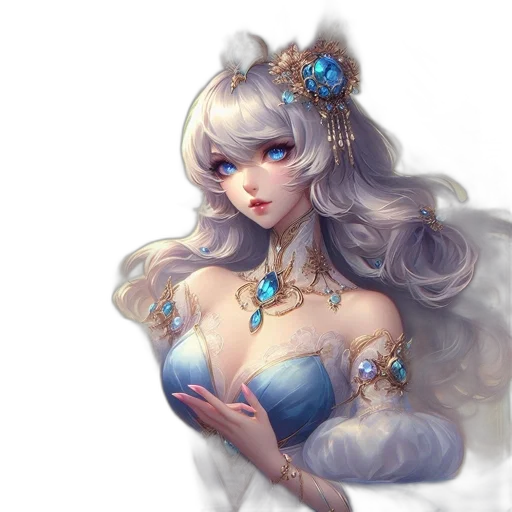 dress, crown, jewelry, fantasy art transparent PNG cut-out