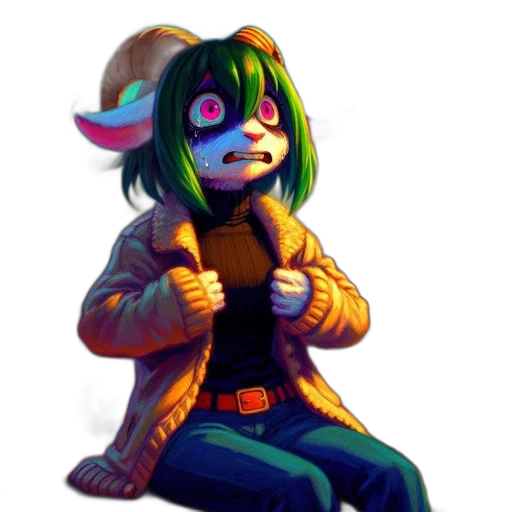 jacket, mask, staff, creature transparent PNG cut-out