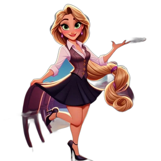 staff, dress, hair, concept art transparent PNG cut-out