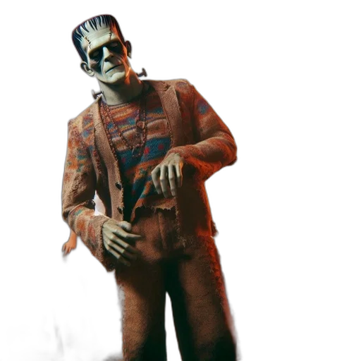 jacket, staff, creature, robot transparent PNG cut-out