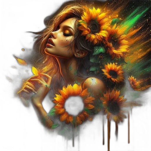 flower, photorealistic, fantasy art, oil painting transparent PNG cut-out
