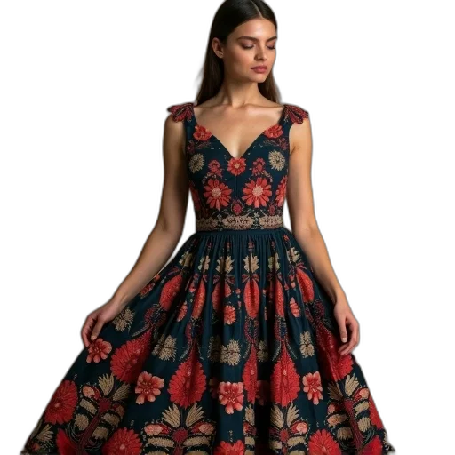 dress, red, womens, designer transparent PNG cut-out