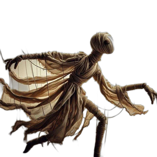 creature, dress, hair, staff transparent PNG cut-out