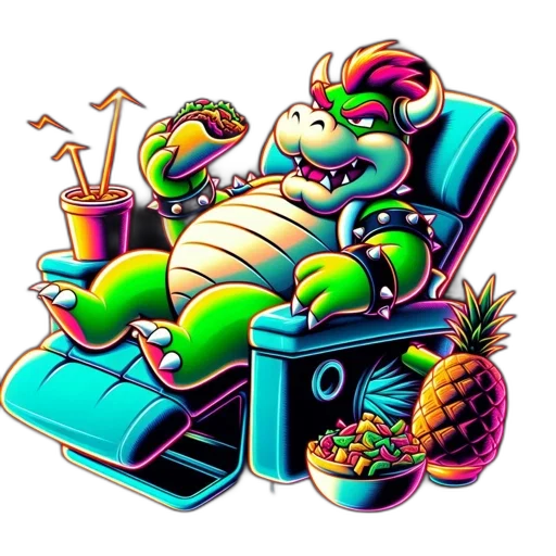 dragon, food, vaporwave, pixel art transparent PNG cut-out