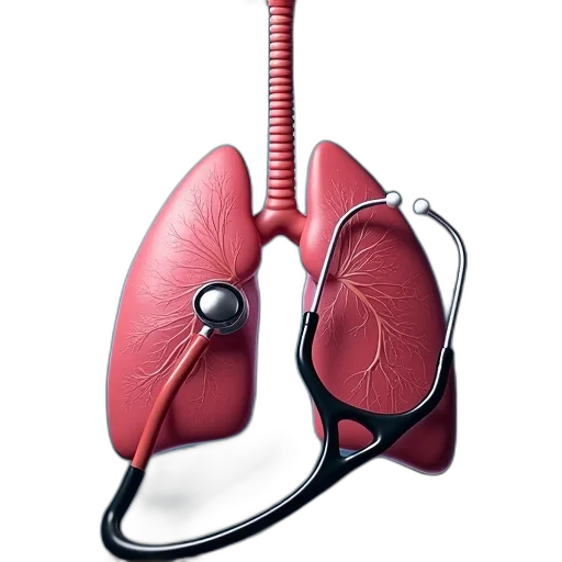 3d render, photorealistic, lungs, stethoscope transparent PNG cut-out