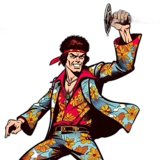 jacket, staff, comic book art, cartoon transparent PNG cut-out