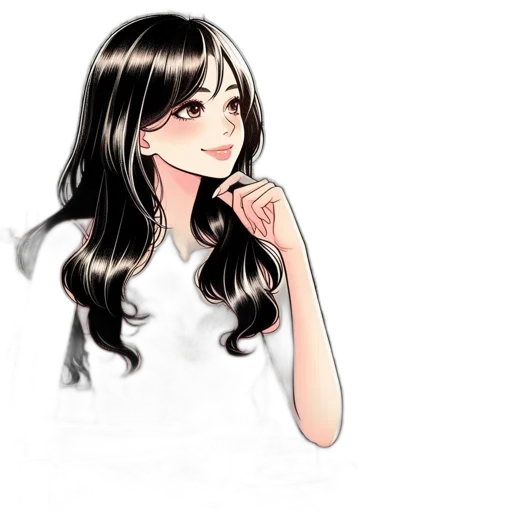 face, hair, dress, staff transparent PNG cut-out