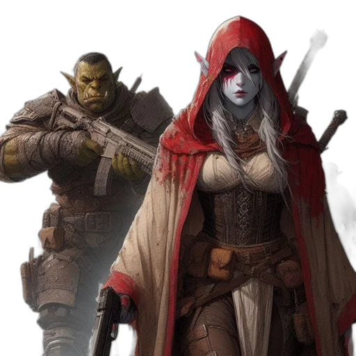 concept art, fantasy art, comic book art, red transparent PNG cut-out