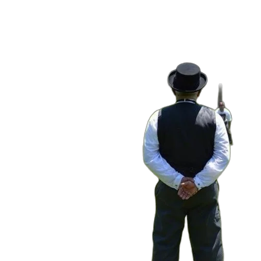 staff, jacket, hat, robot transparent PNG cut-out