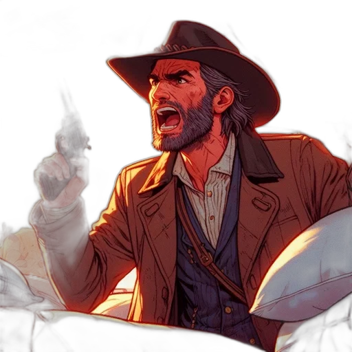 weapon, jacket, hat, comic book art transparent PNG cut-out