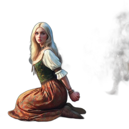 dress, dragon, sword, fantasy art transparent PNG cut-out