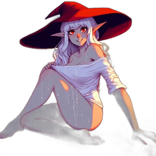 dress, hat, staff, creature transparent PNG cut-out