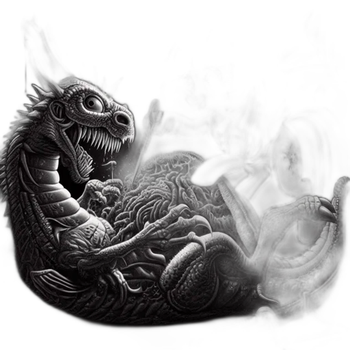dragon, creature, animal, staff transparent PNG cut-out