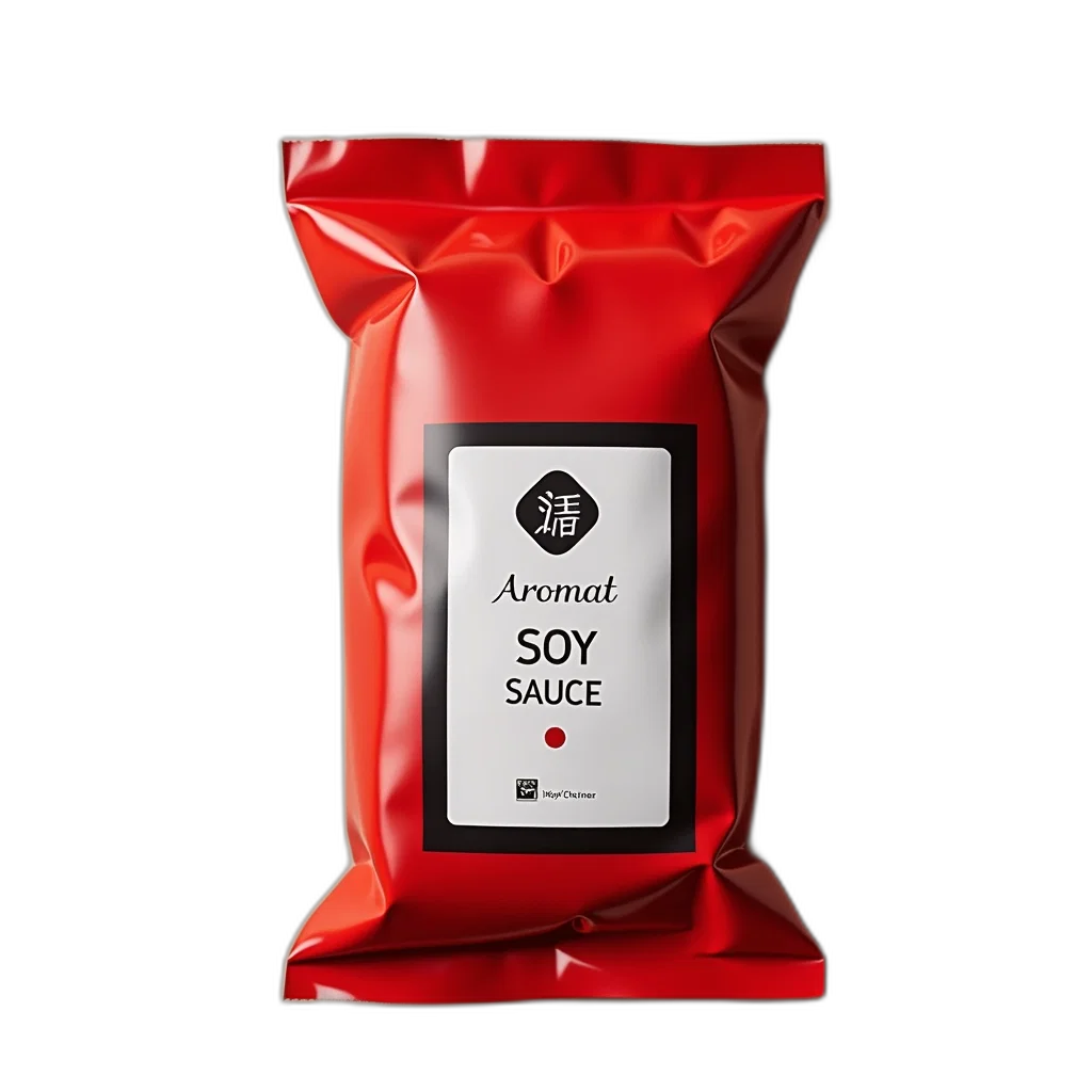 3d render, red, packet, soy transparent PNG cut-out