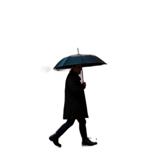 umbrella, jacket, hat, staff transparent PNG cut-out