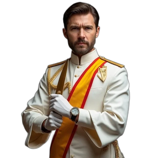 jacket, crown, staff, sword transparent PNG cut-out